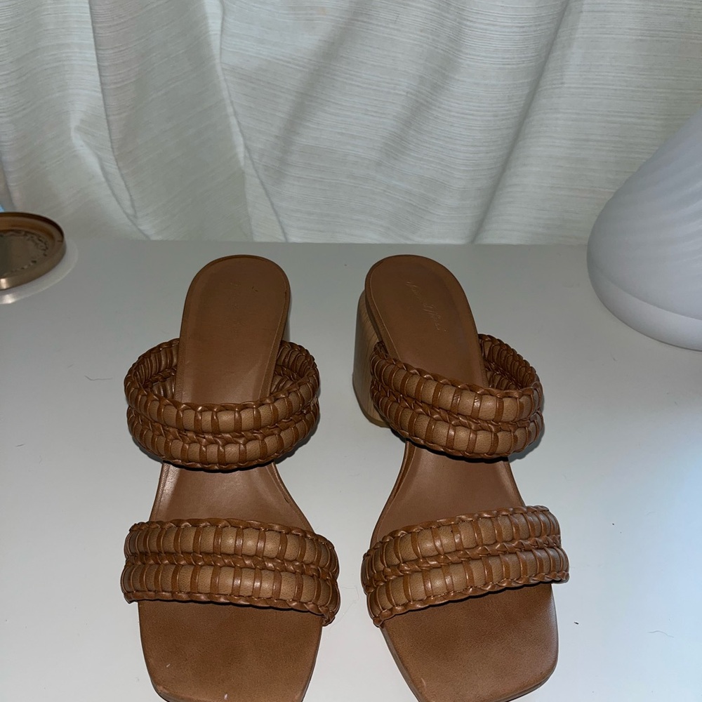 a new day Tan Woven Heeled Sandals